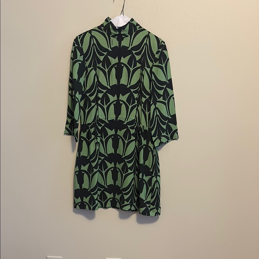 LA DoubleJ Green and Black Long Sleeve Dress